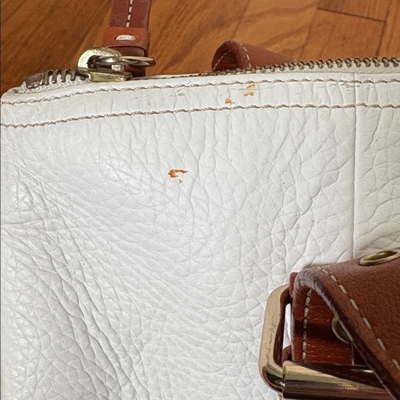 Dooney & Bourke Large Domed Satchel White Pebble Leather Y2K vintage retro - Picture 3 of 16